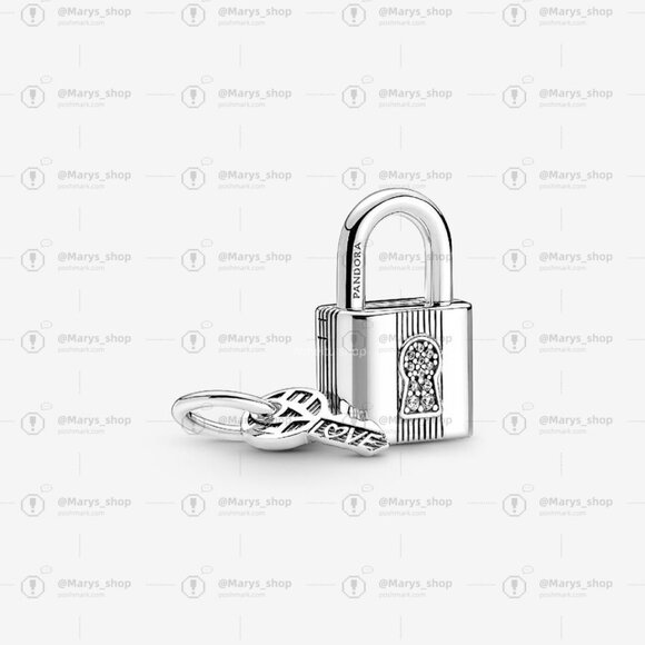 Pandora Padlock and Key Dangle Charm|Pendant - Picture 1 of 2
